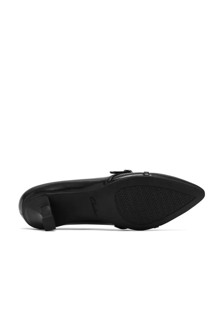 Womens Kepley Star High Heels Black Leather - Wide Fit