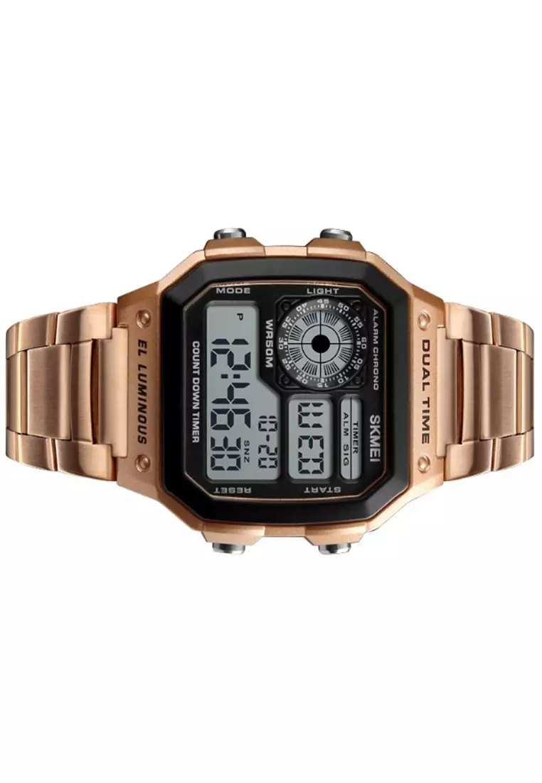 Jam Tangan Casual Digital Pria LED Waterproof Many Function Strap Tali Material Stainless Steel PI12 ORIGINAL