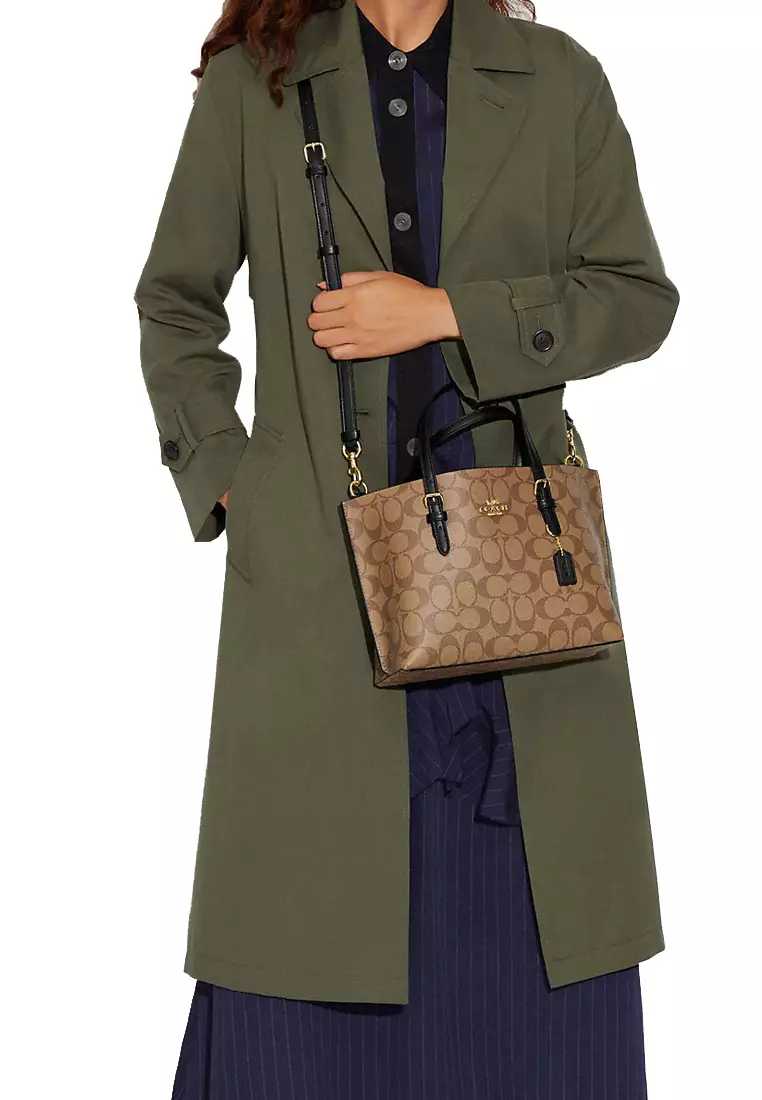 Mollie Tote Bag 25 In Signature Canvas in Khaki/ Black C4250