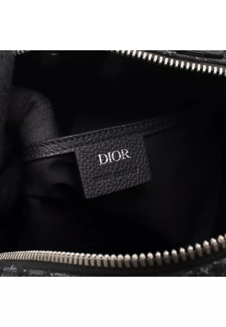 Pre-Loved Christian Dior safari oblique Backpack rucksack canvas leather black