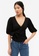 Monki black Wrap Top With Puff Sleeves 18A2FAA9AE6442GS_1