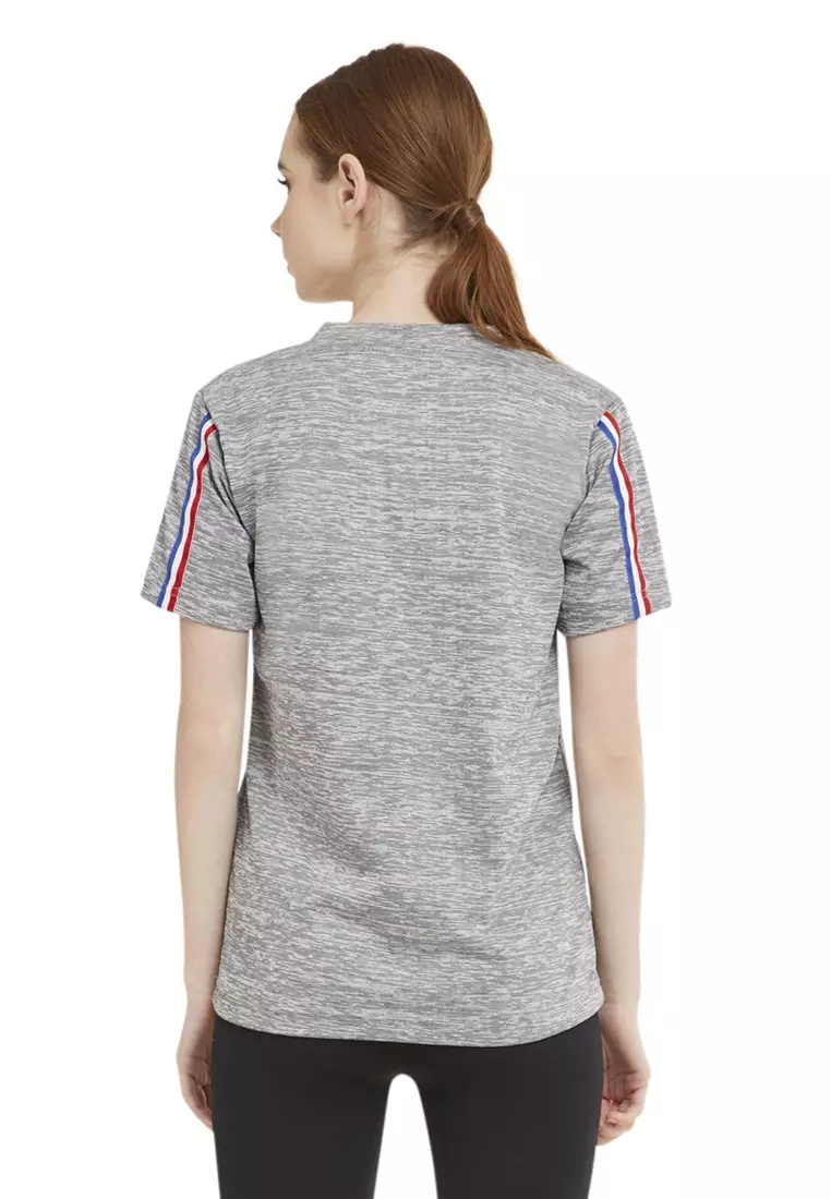 Marsya T-shirt Lengan Pendek Wanita V-neckline Aksen List Baju Atasan Regular Fit - Abu