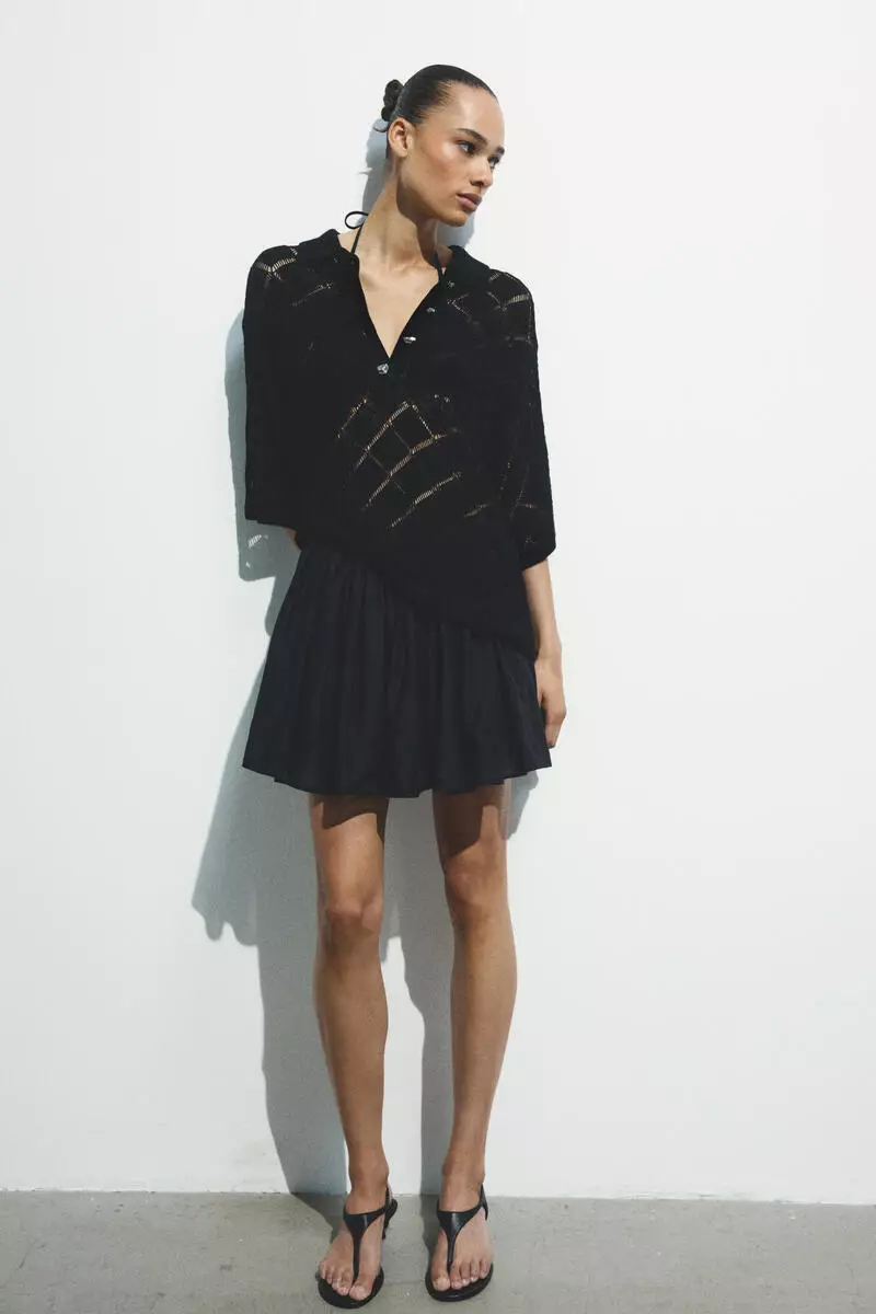 Crochet-look polo shirt