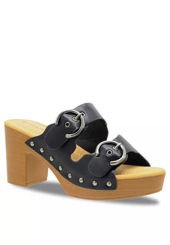 Solid Tone Wooden Casual Heels