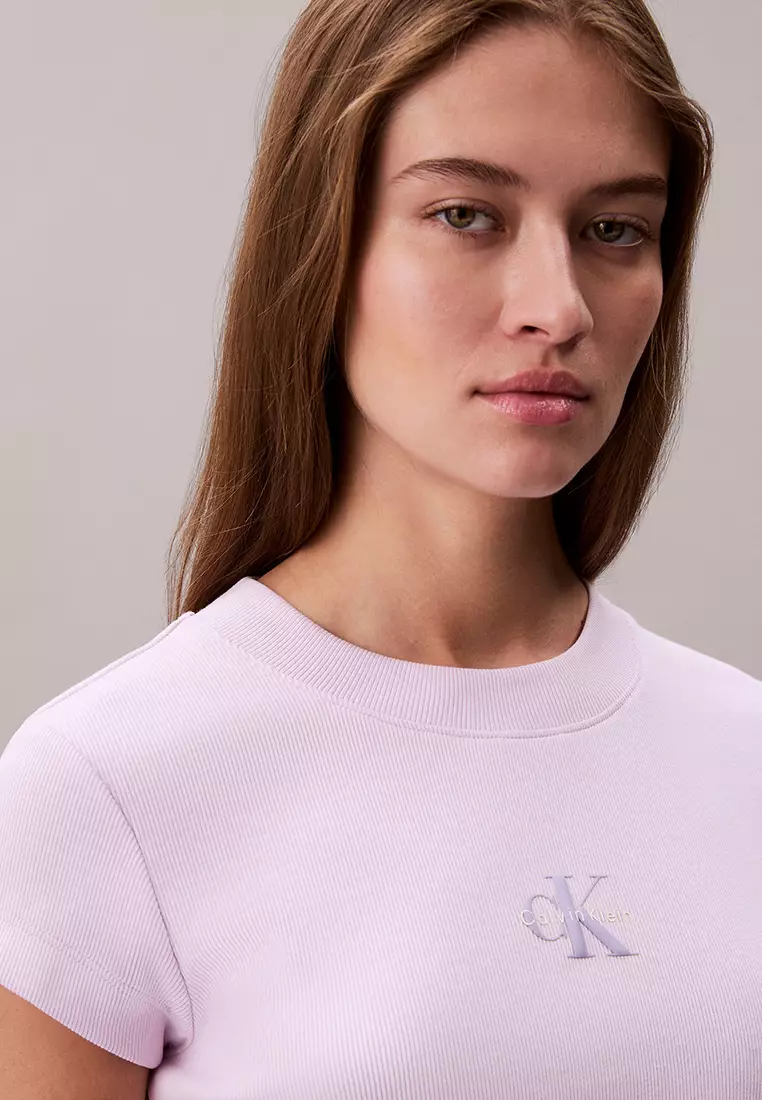 修身短版商標T恤 - Calvin Klein Jeans