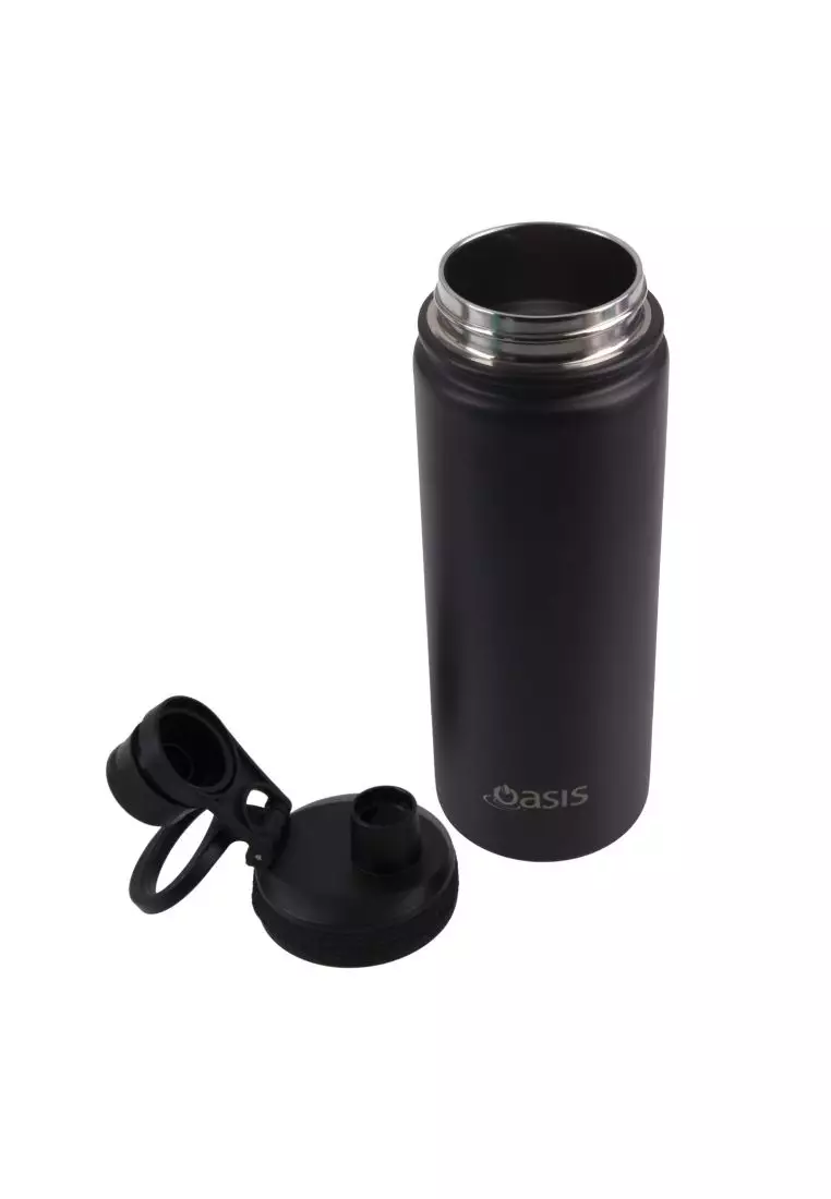 Oasis Stainless Steel Insulated Sports Water Bottle with Screw Cap 550ML - Black