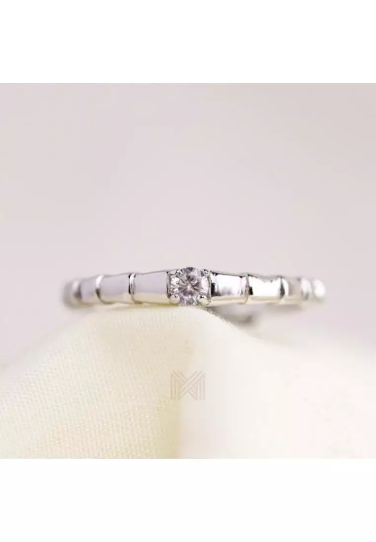 Minimal Petite Cubic Zirconia White Gold Stackable Ring with 925 Sterling Silver