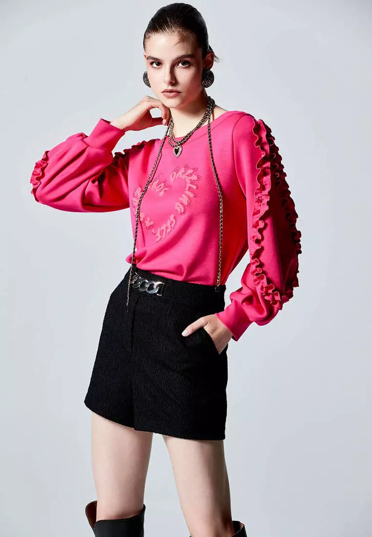 Heart Shape Top With Ruffle Sleeve Detail