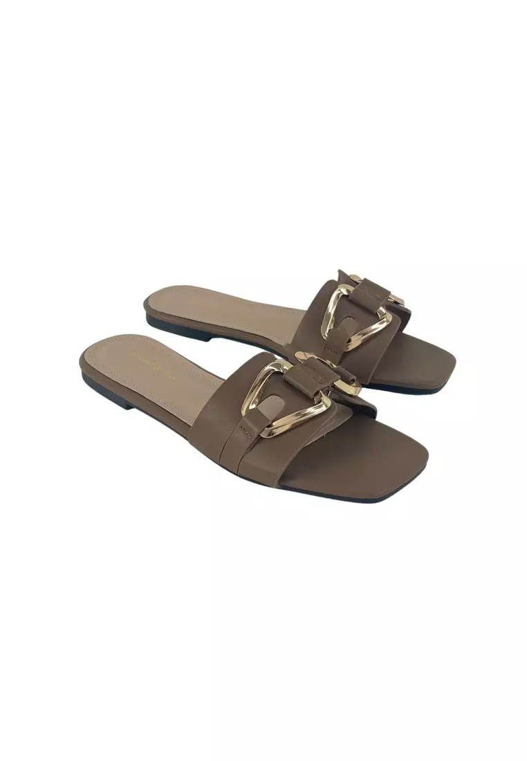 Lancaster Polo Women/Lady Flat Open Toe Slip On Sandals