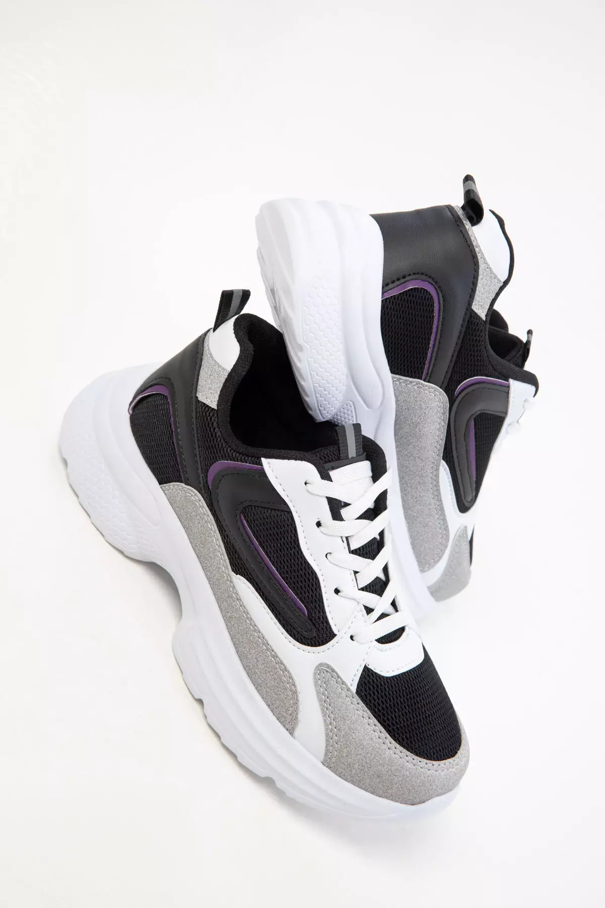 White-Black-Purple Women's Sneaker 20413