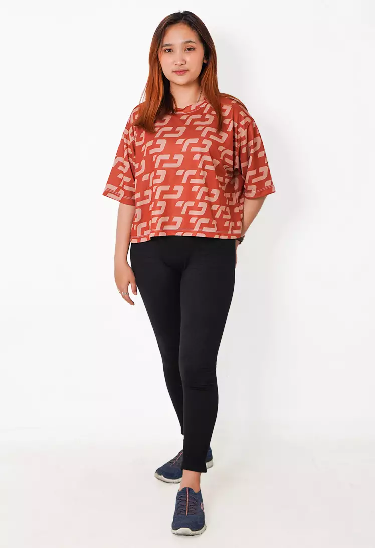 LSB37 baju olahraga wanita crop top oversize big size dry fit gym aerobic poundfit coklat kopi tua