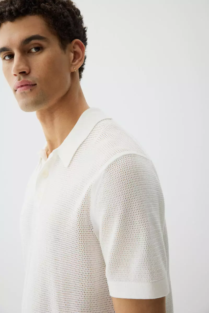 Regular Fit Hole-knit polo shirt