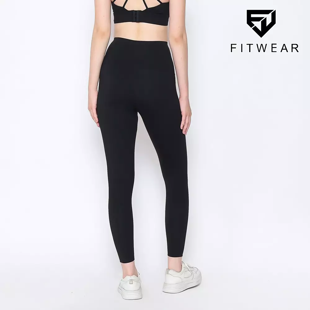 Fitwear - Legging Plus Corset Olahraga Wanita FELICITY SLIM CONTROL - BLACK PLAIN WAIST