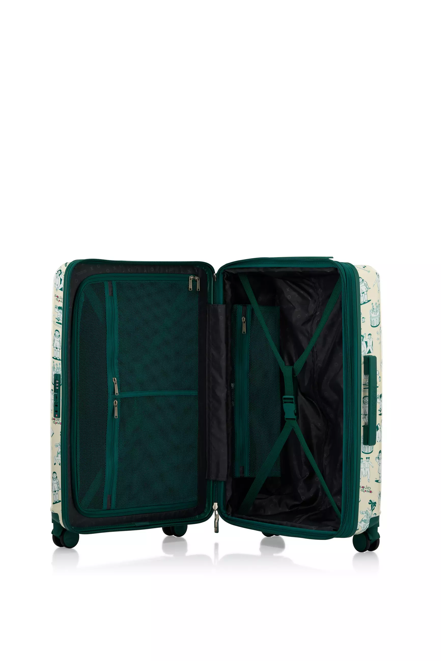 American Tourister Koper Hardcase Squid Game Spinner Medium 24 Inch TSA - Pearl/Deep Green