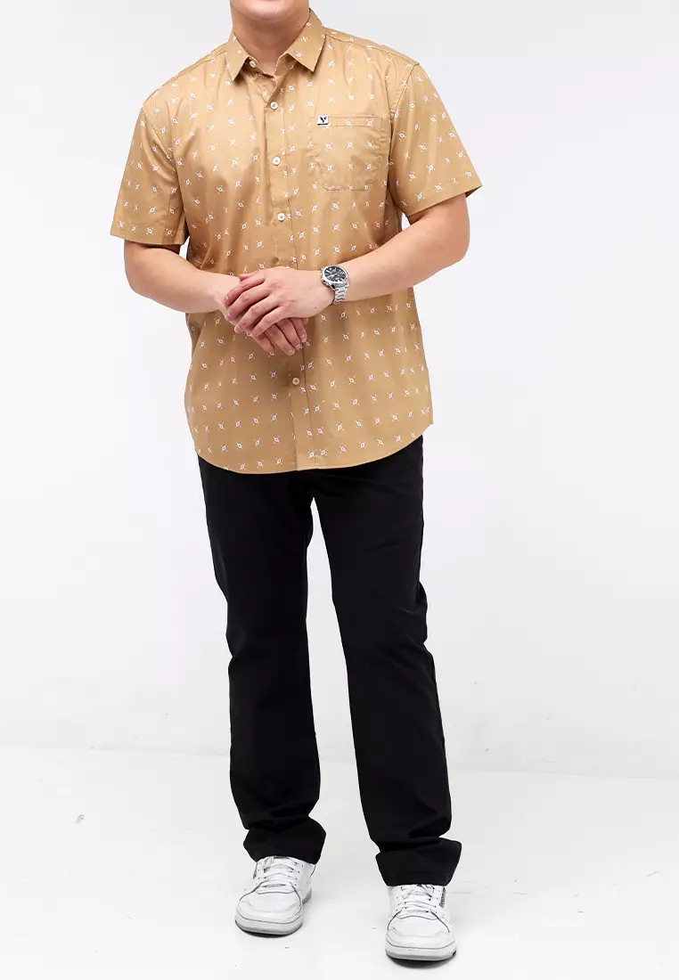 Woven Printed Poplin Short Sleeves Polo