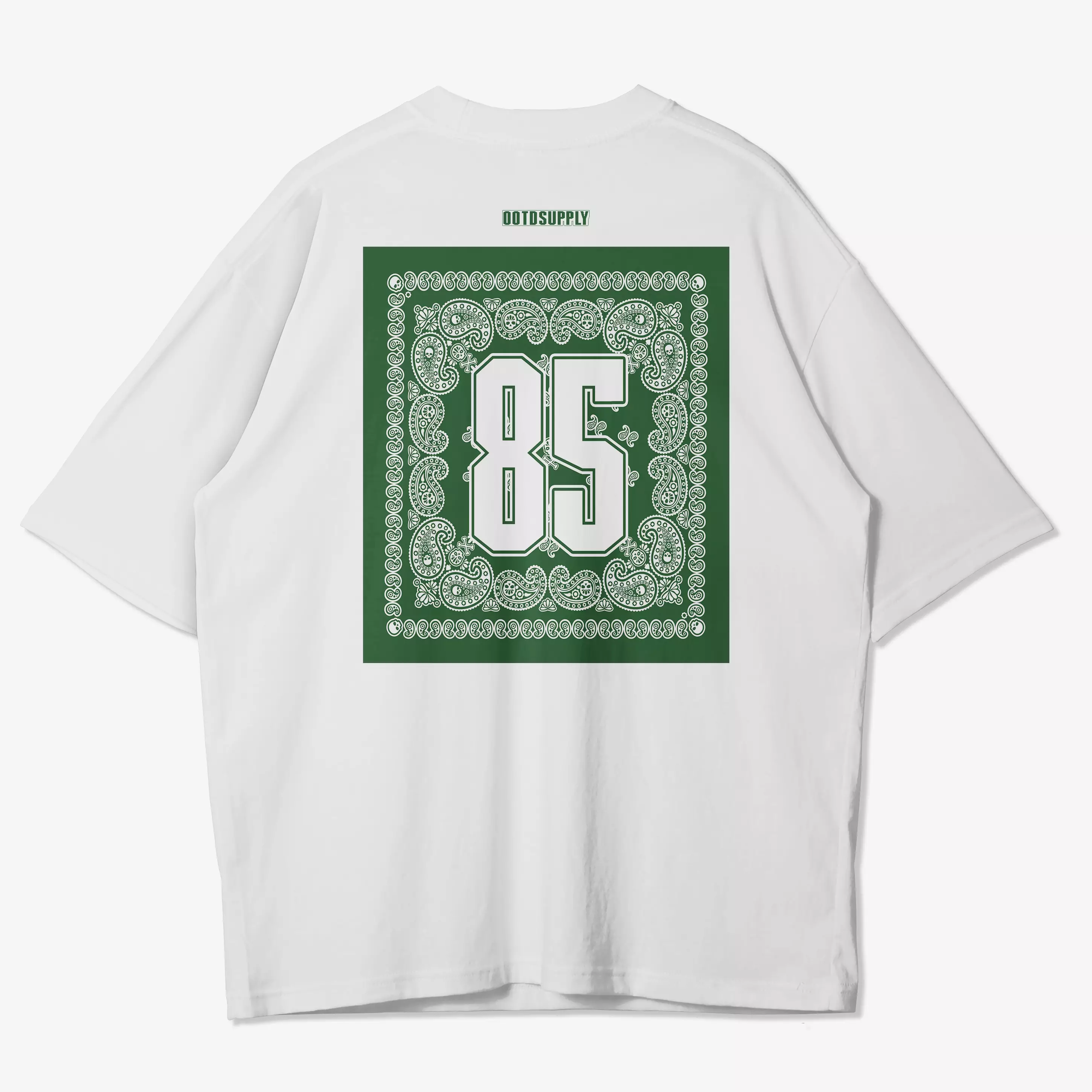 OOTDSUPPLY Oversized Tshirt Green Paisley White & Black l Kaos Oversize Pria dan Wanita OVZ144