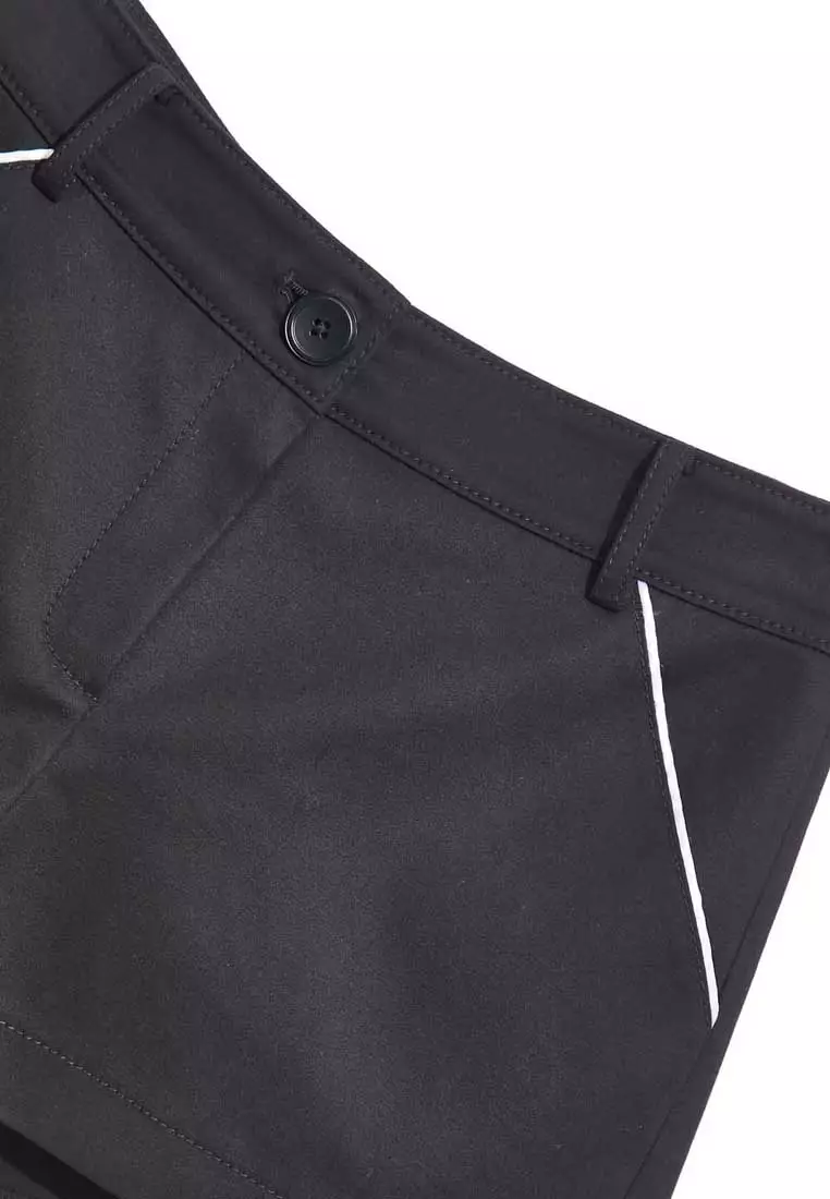 Basic Black Shorts With White Trim Pocket Detail