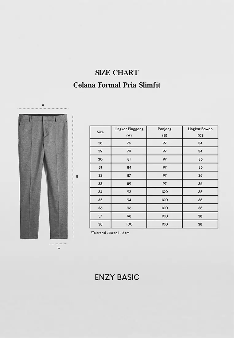 Enzy Basic Celana Formal Pria - Grey