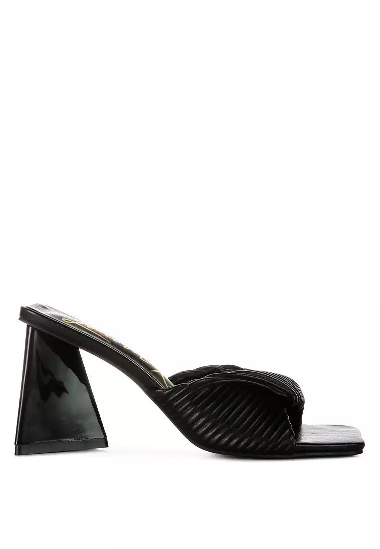 Discount on London Rag  shoes - SKU: Black Twist Strap Block Sandals