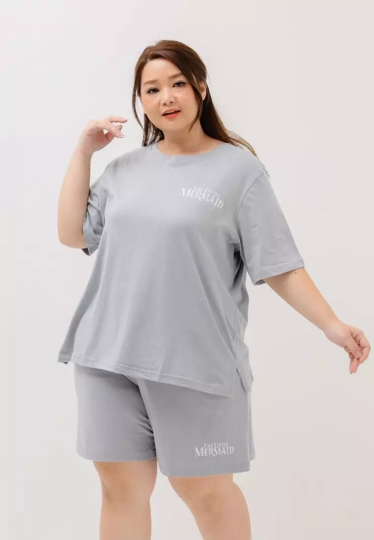 Plus Size Set Short Princess Series Neutral Grey