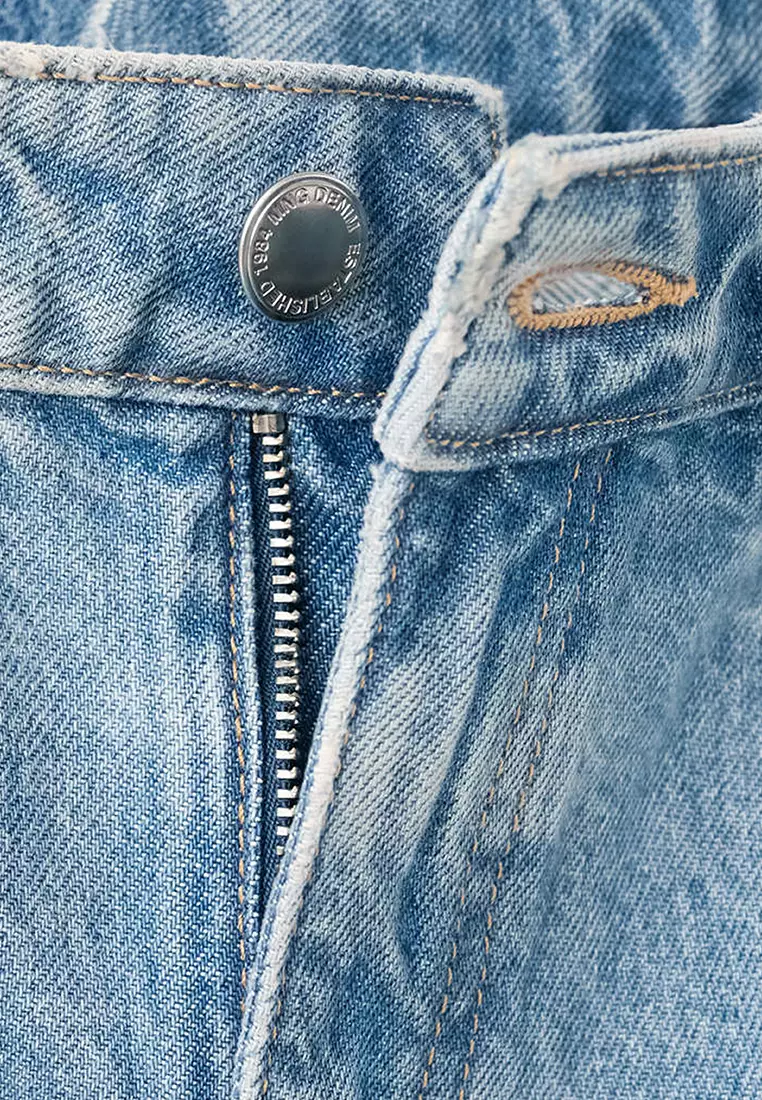 High-Waist Straight-Fit Denim Shorts