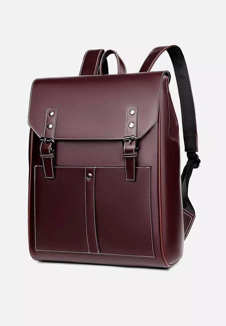 Red leather backpack on sale mens