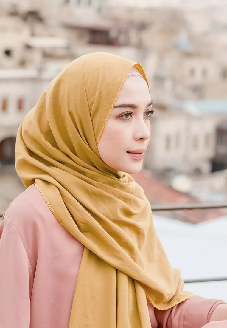 Embroidery Signature Shawl Mustard