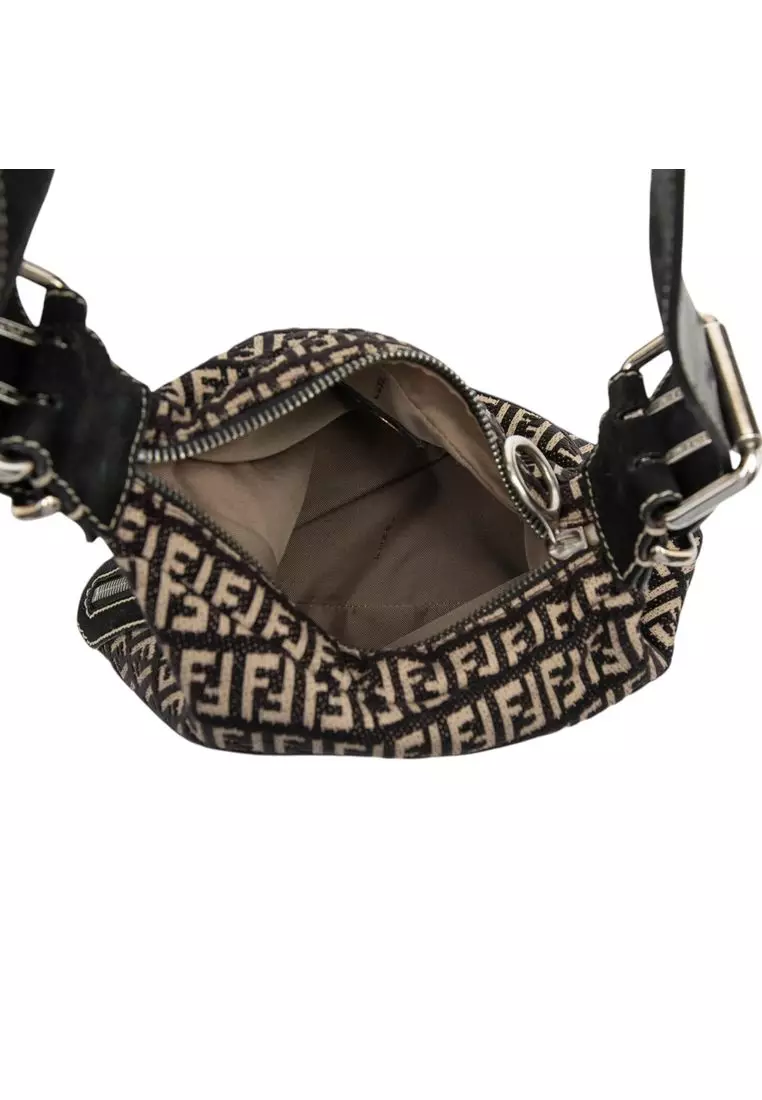 Fendi Pre-Loved Fendi Zucchino Canvas Oyster Shoulder Bag  display picture 1