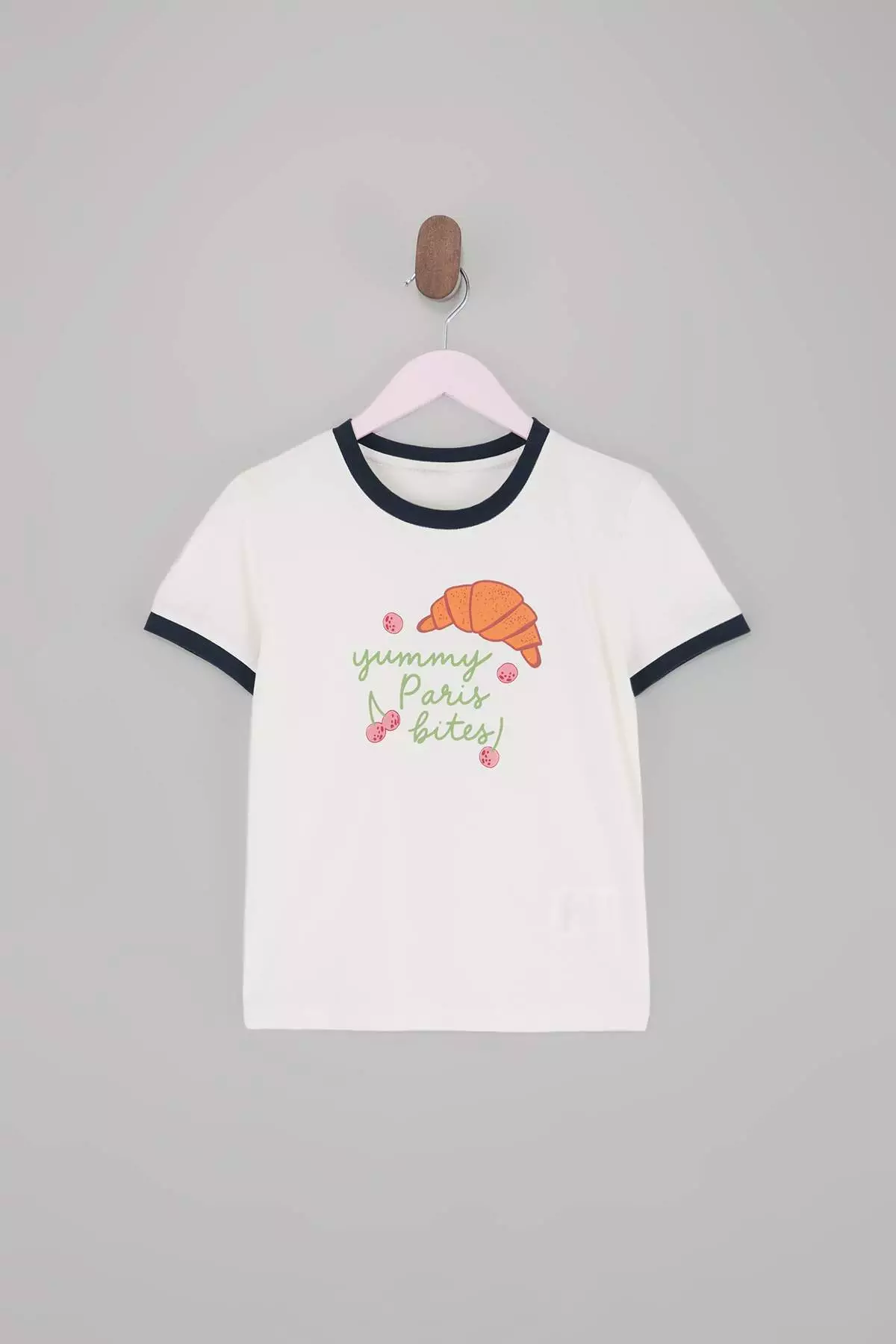 Pink-Ecru 2-Piece Girls' Plain Knitted T-Shirt Tkdss26Ts00015