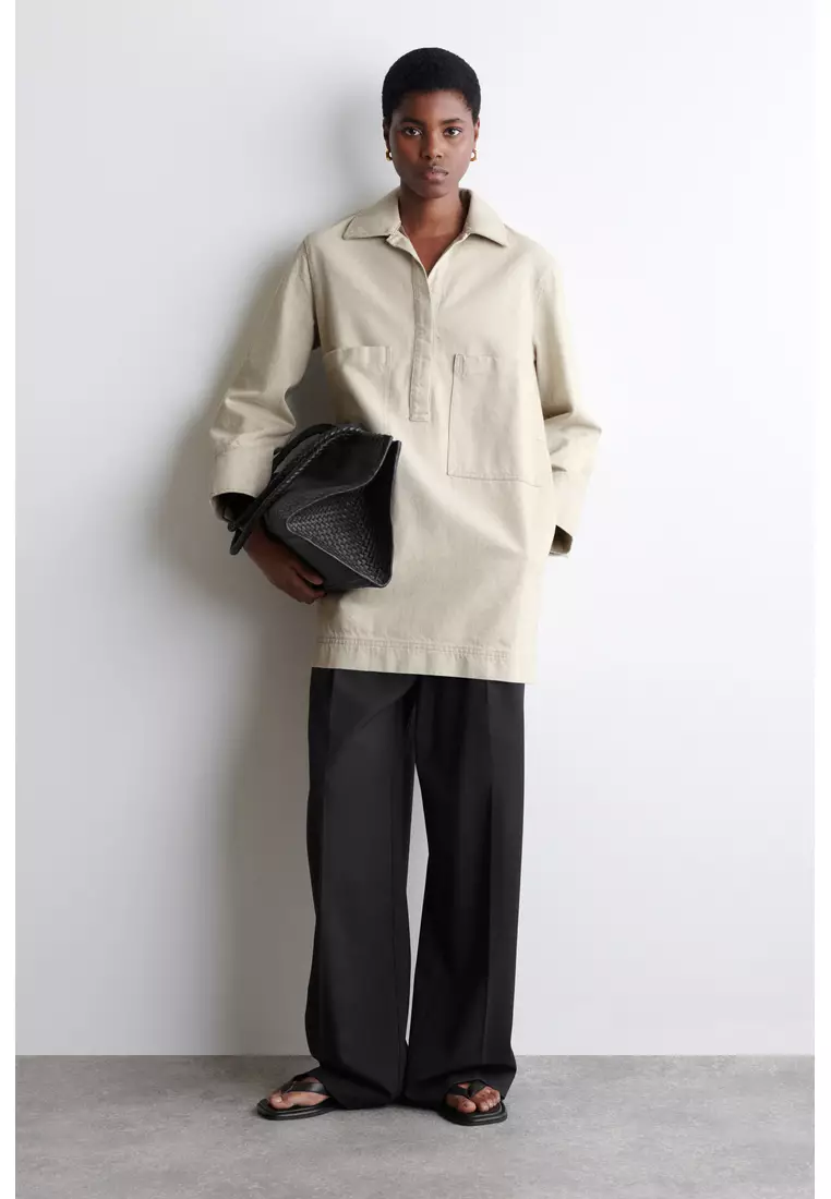 シャツ/ブラウス(長袖/七分) Stand Collar Shirt Dress Beige Buy COS OPEN-COLLAR DENIM SHIRT DRESS 2026 Online | ZALORA