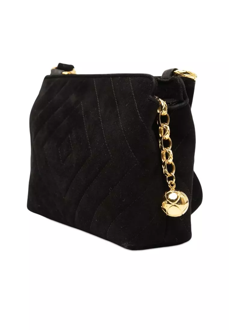 Pre-Loved Chanel Cc Diamond Quilted Suede Crossbody