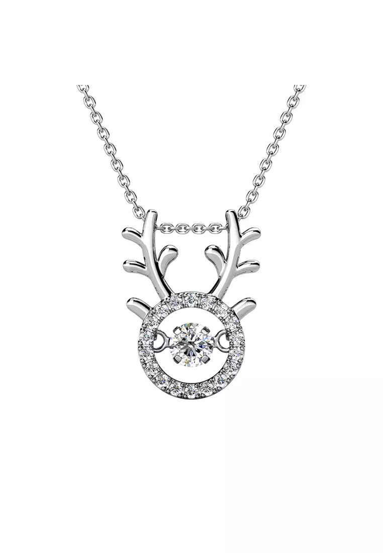 Dancing Antlers Pendant WG - Kalung Crystal Swarovski by Her Jewellery