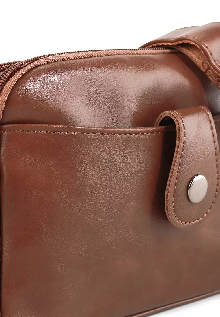 Distressed Leather Legacy Crossbody Pouch Bag