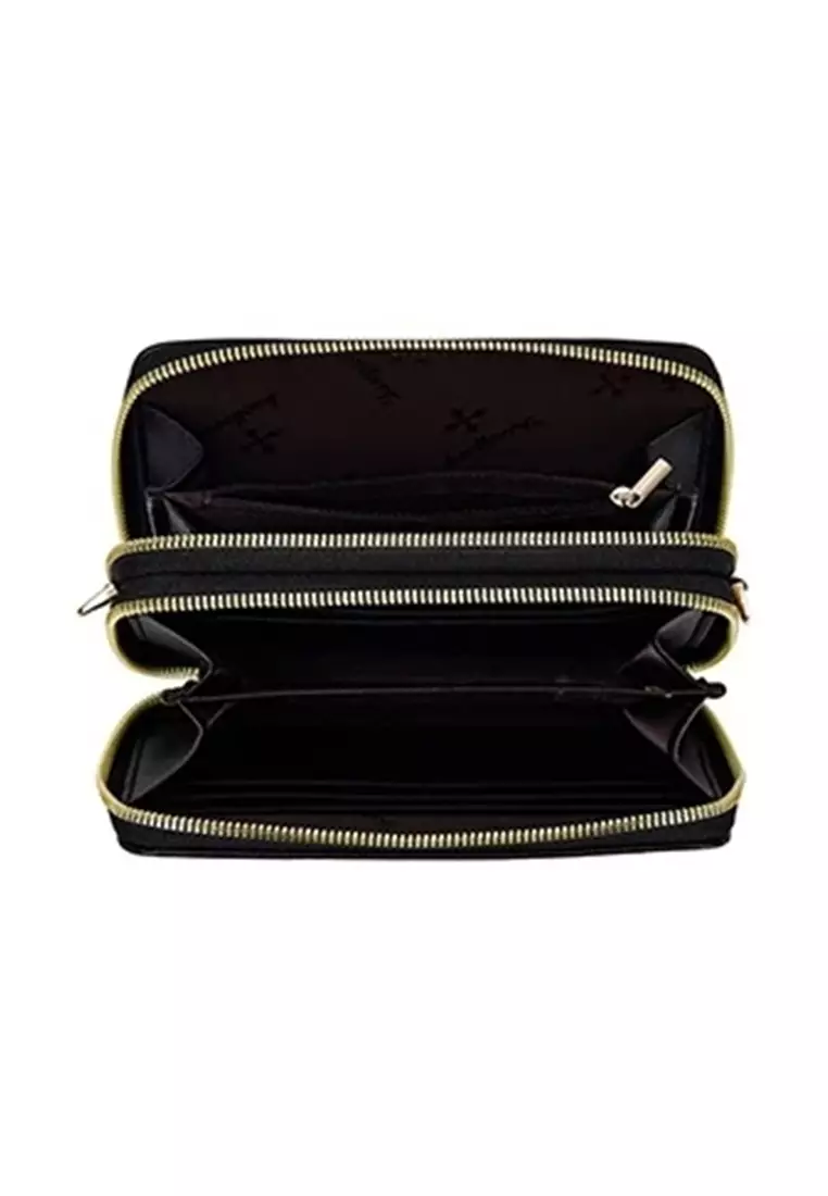 Tas Selempang Wanita 2 IN 1 Dompet Handphone Bahan Kulit PU Leather Premium ORIGINAL - Black