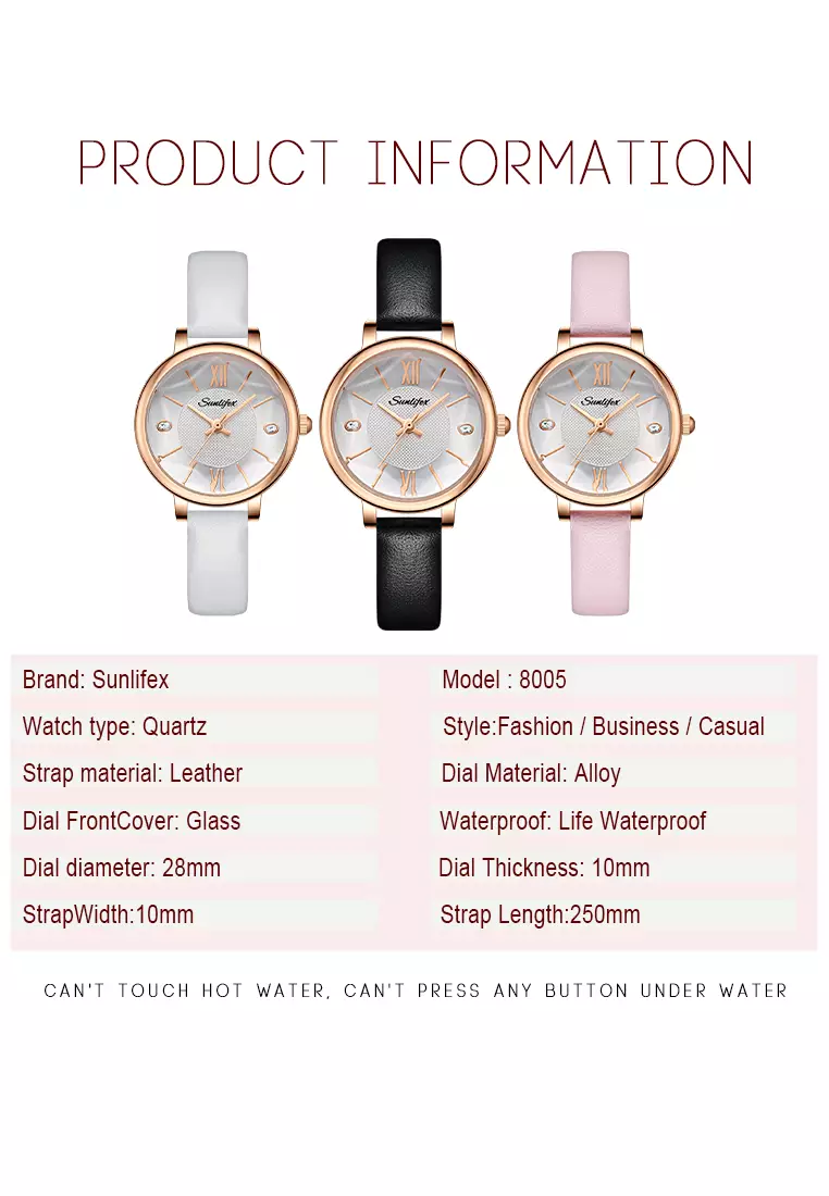 Jam Tangan Wanita 8005 Original Santai Kuarsa Tali Kulit Jam Wanita Anti Air Jam Tangan Cewek pink