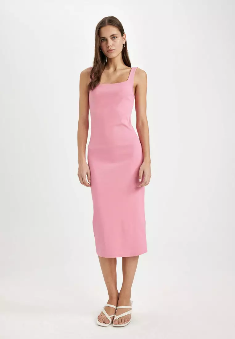 Buy DeFacto Square Neck Bodycon Dress 2025 Online | ZALORA