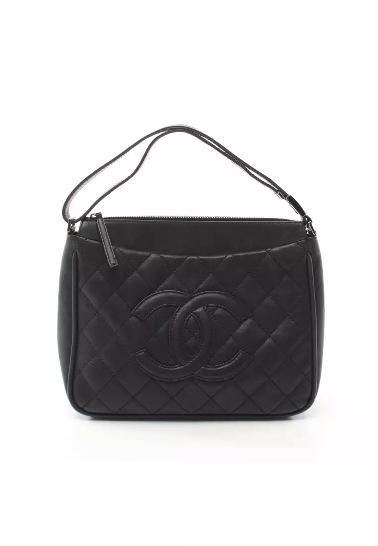 線上選購Chanel Pre-loved CHANEL Matelasse Coco Mark One Shoulder Bag Leather  Black Silver Hardware