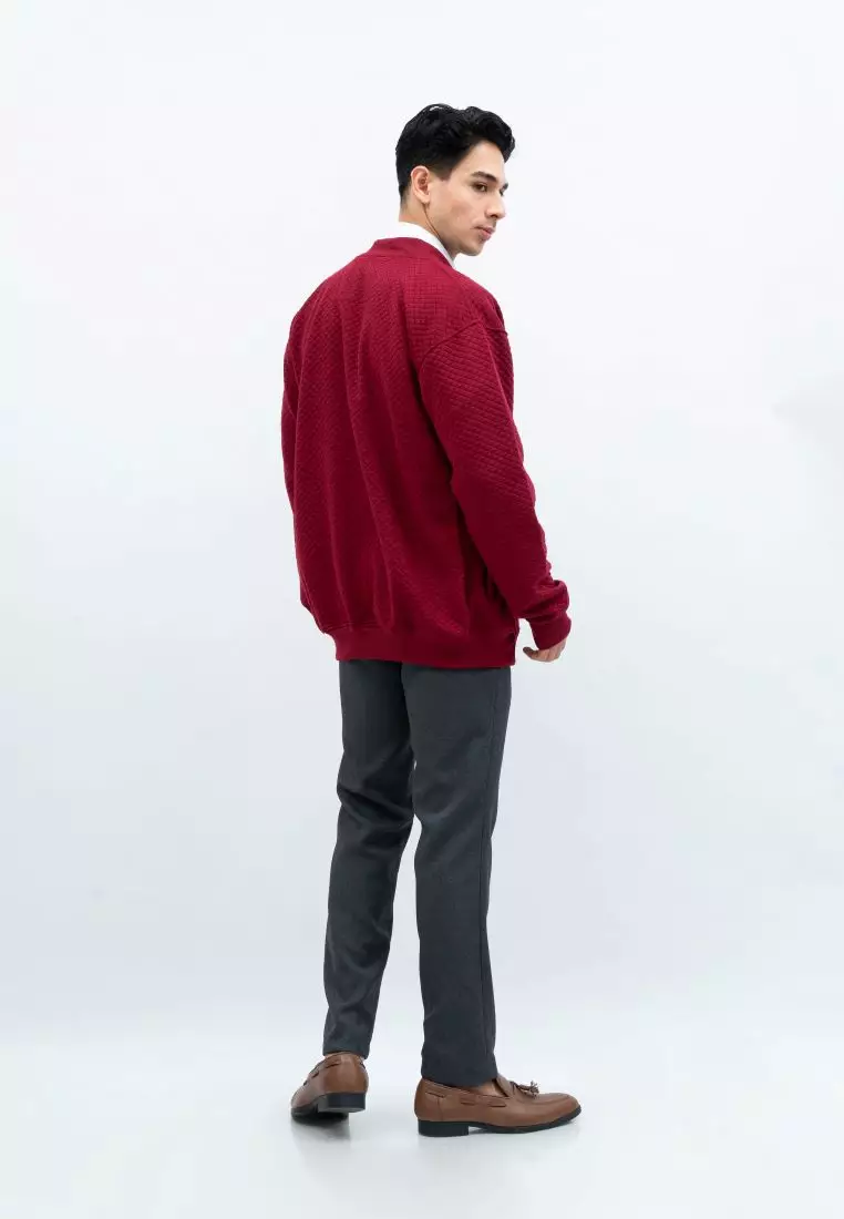 Houseofcuff Jaket Katun Outer Bomber Smart Casual Marun