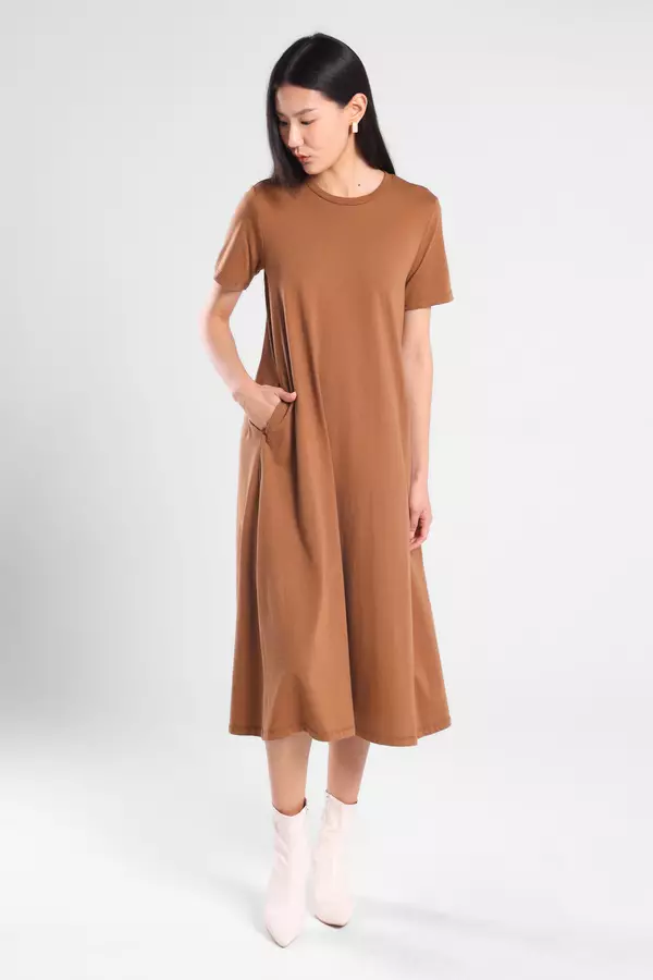 Minimal - Amyra - Dress Knit A Line - Dark Brown Warna Brown
