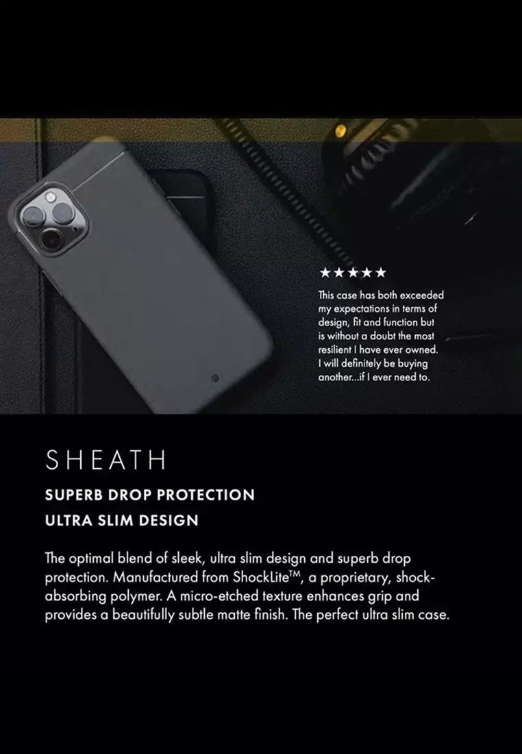 Sheath | Minimalist, Shock-Absorbing iPhone 12 Pro Max Case Black from Caudabe