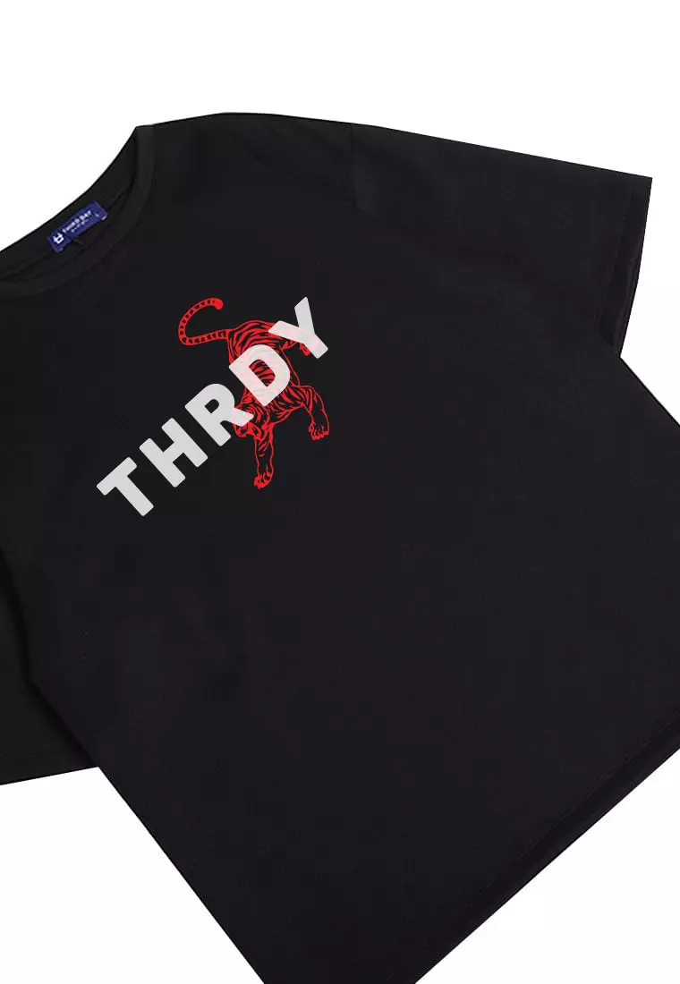 MTP94 kaos oversize baju gambar harimau tiger bahan tebal scuba thrdy tiger putih merah hitam