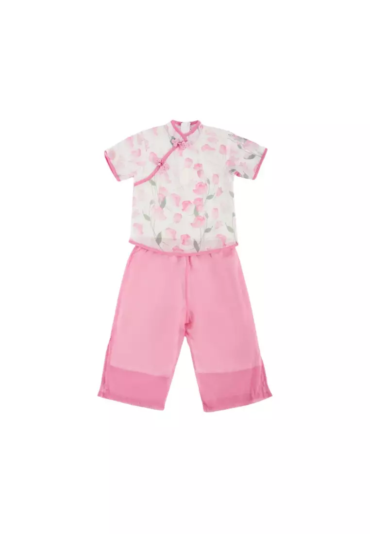Singapore Souvenir Gift Blessing and Joy Family Set with Lucky Fu Characters Baby Kids Girl Cheongsam Dress 0830