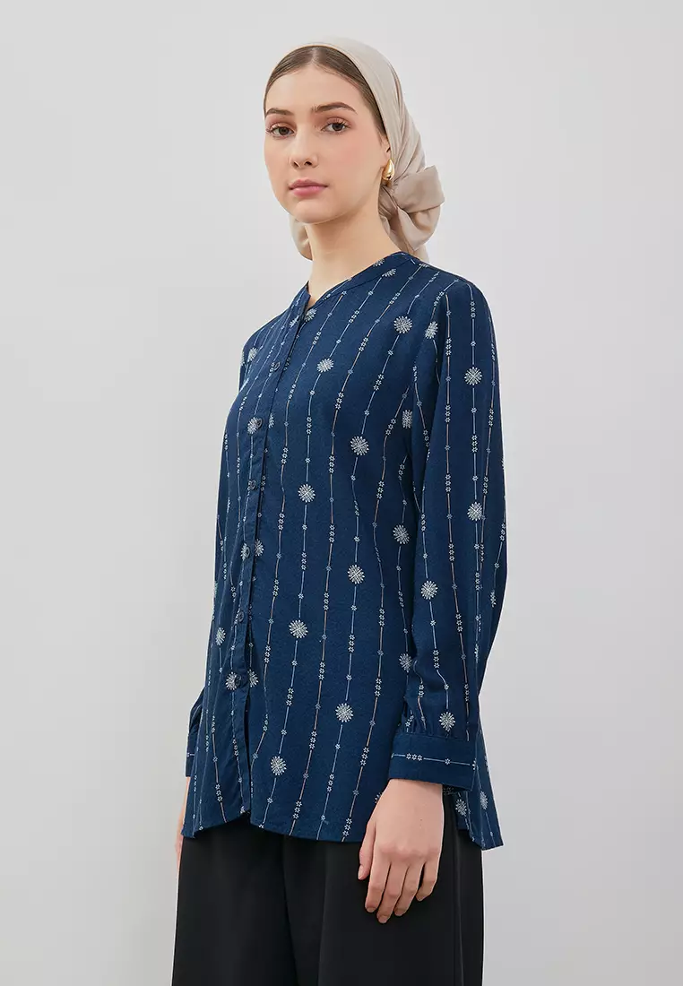 DUST Blouse Askana Ethnic Navy Comfease (D.116502)