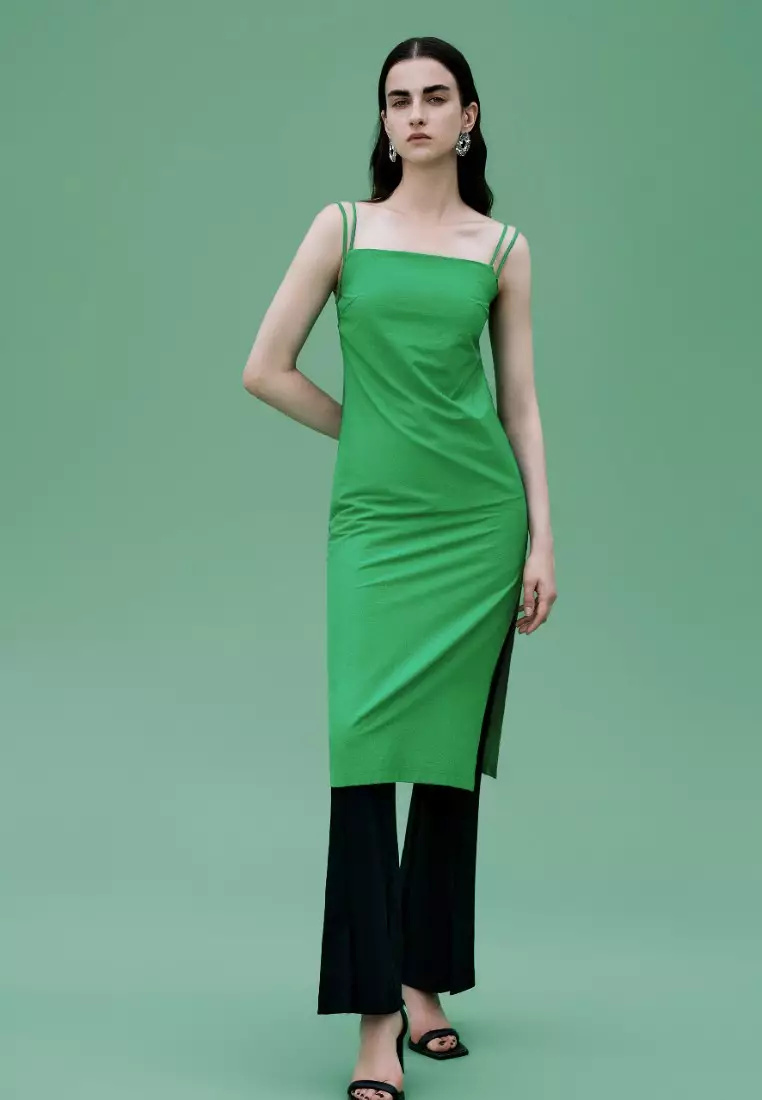 女装轻熟风度假风镂空一字领宝藏连衣裙