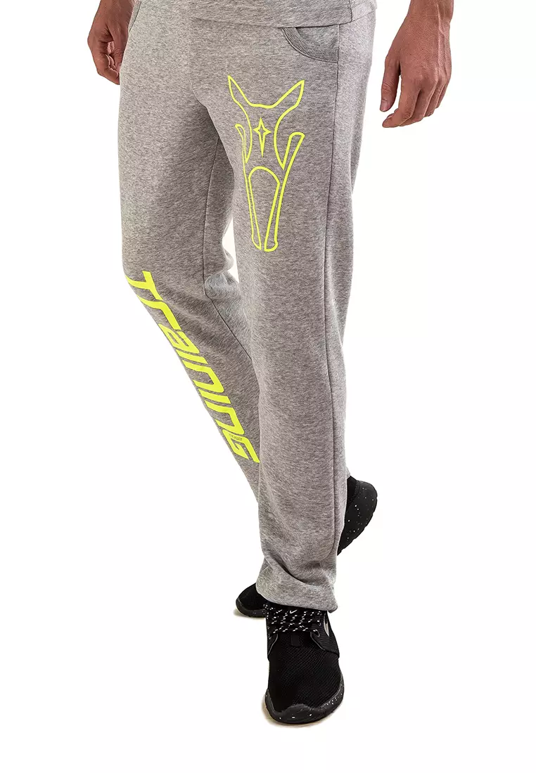 Amnig Unisex Sport Training Sweatpants (Grey/Lime)