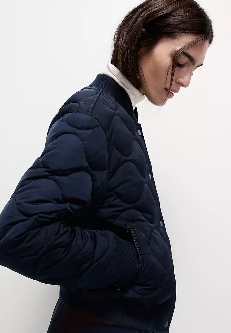 Satin Quilted Relaxed Bomber Jacket