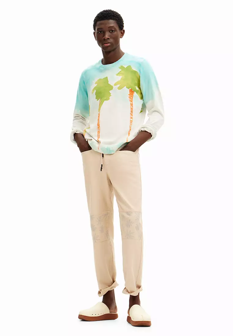 Desigual Man Watercolor knit sweater.