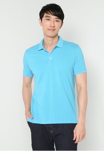 UniqTee blue Basic Slim Fit Polo Shirt 8F324AAFFC184CGS_1