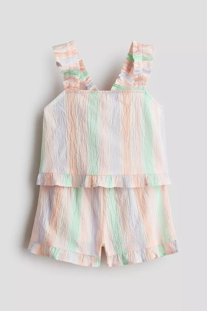 2-piece frill-trimmed cotton set