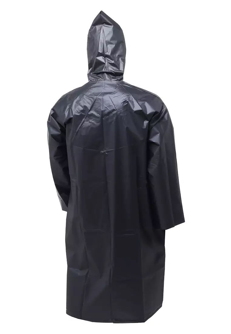 Pemp Jas Hujan Pria Wanita Portable Raincoat Poncho with Hood Material EVA ORIGINAL - Black